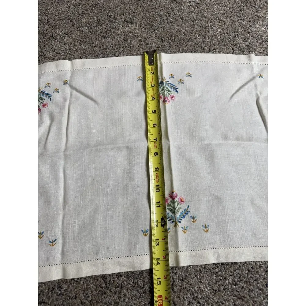 VTG Floral Dresser Scarf Table Runner Hand Embroidery Multicolor Coquette